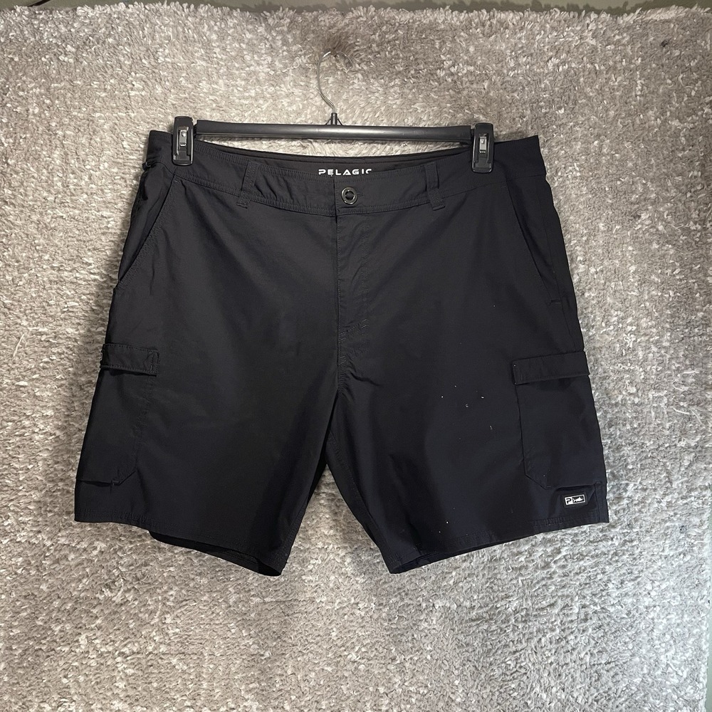 Pelagic Cargo Shorts High Performance Hybrid Fishing Size 40 Black READ